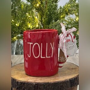 ✨ Brand NEW w/Tags Rae Dunn JOLLY Mug w/Candy Cane Shaped Handle ✨